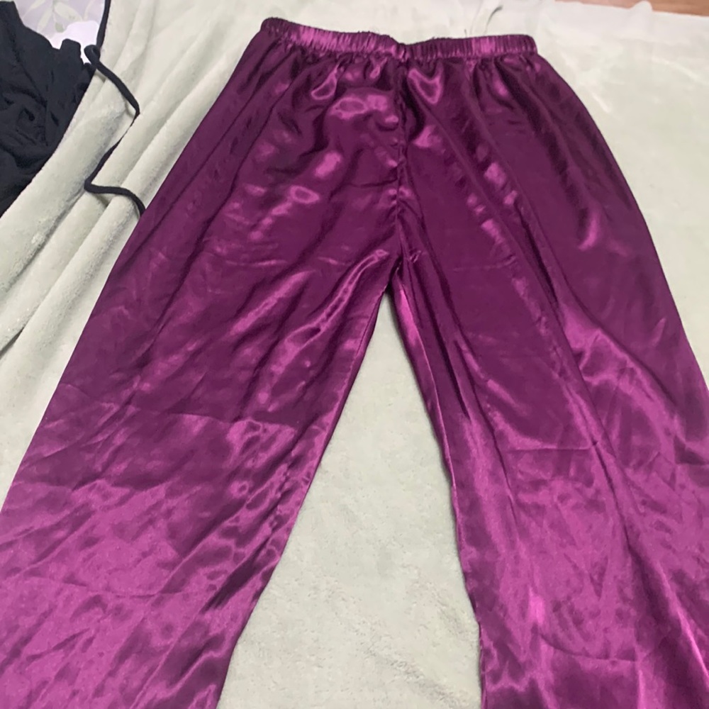 Woman purple and white PJs set